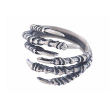 925 Sterling Silver Male Ring Modélisation Sharp Griffe Couleur Rétro Couleur Demi-cercle